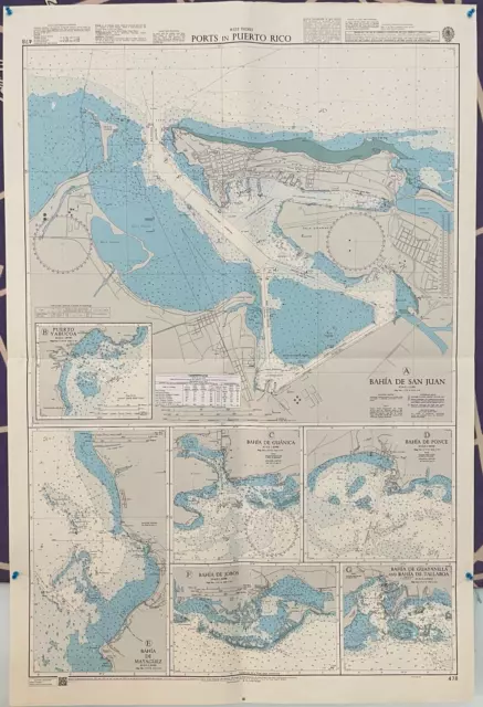 Admiralty 478 WEST INDIES PORTS IN PUERTO RICO Map Chart Maritime Nautical Paper