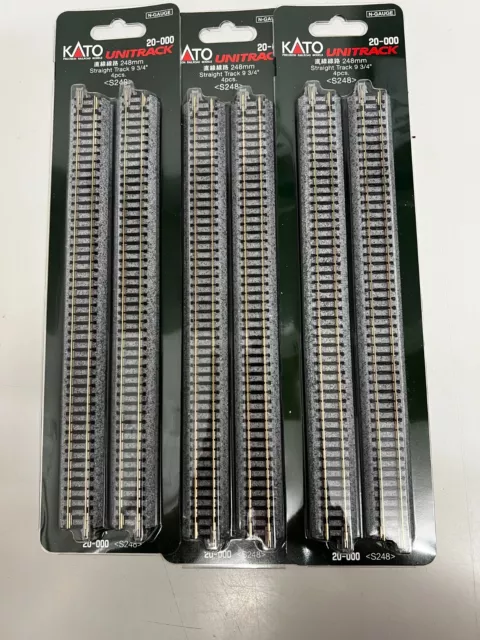 N Gauge KATO 20-000 Unitrack (S248) Straight Track 248mm 4pcs ( x3 Packs )