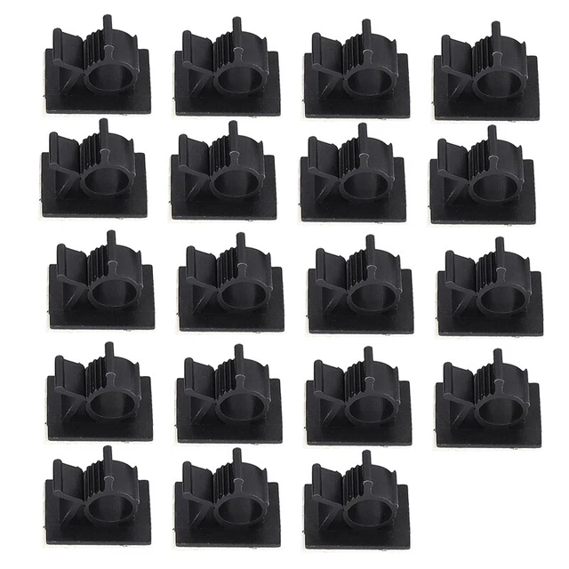 2X(20Pcs  Serre-Câble en Plastique Réglable Auto-Adhésif Pinces Pour Câbles3446