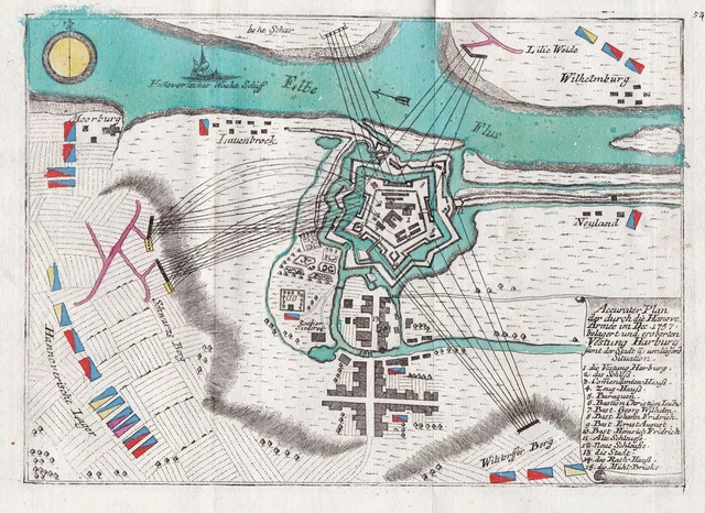 Hamburg Harburg Plan Kilian Kupferstich engraving 1760