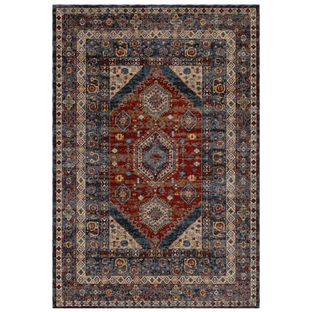 Traditional Blue Medallion Oriental Floral Faded Design Durable Area Rugs Runner