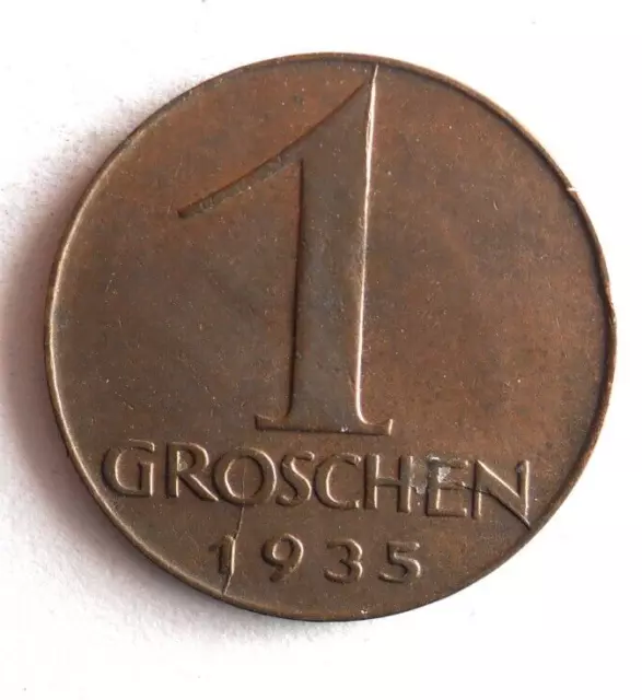 1935 AUSTRIA GROSCHEN - Excellent Coin - FREE SHIP - Vintage Bin #25