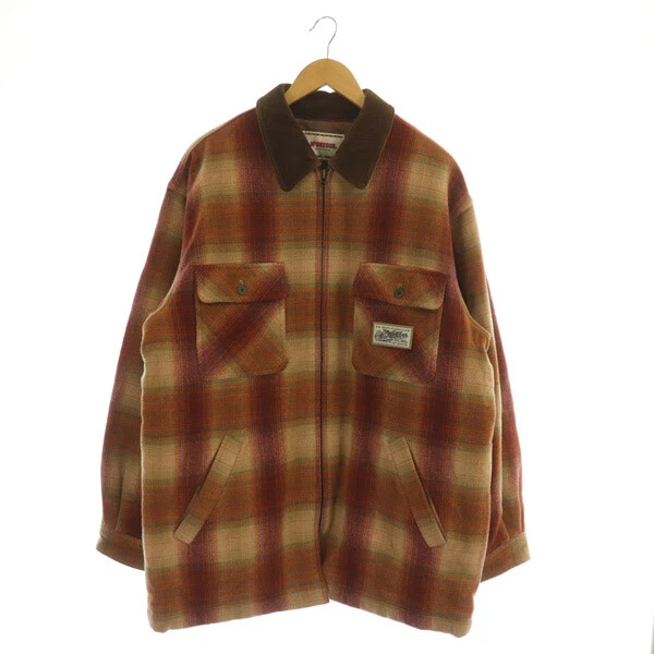 Mcgregor Jacket Blouson Zip Up Check Corduroy Switching Vintage 80S 90S Red