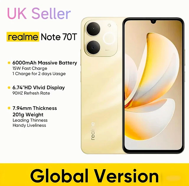 realme Note 70T 4GB/64GB ゴールド Realme Note 70T - Full phone specifications