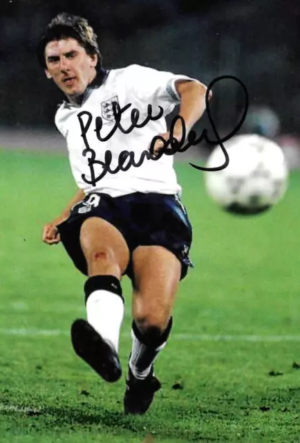 Peter Beardsley England Striker Signed 6 X 4 Inch White Home Kit Photo