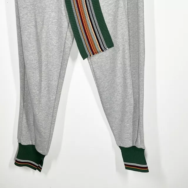 3.1 PHILLIP LIM Gray Cotton Terry Jogger Sweatpants Ribbed Green Ties XS NST 3