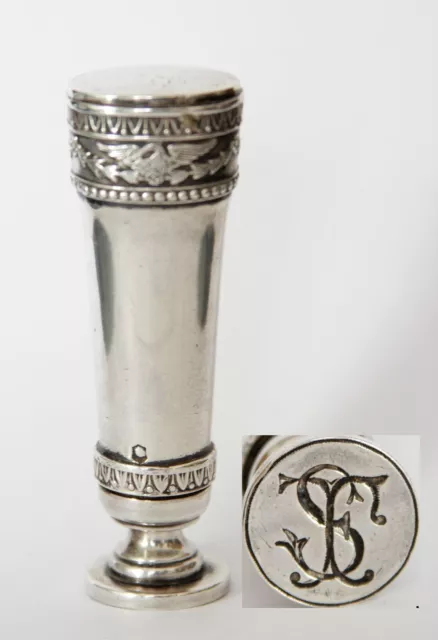 antique silver Wax Seal stamp, name initials: T.S. / S.T. , Swan Swaan Swaantje