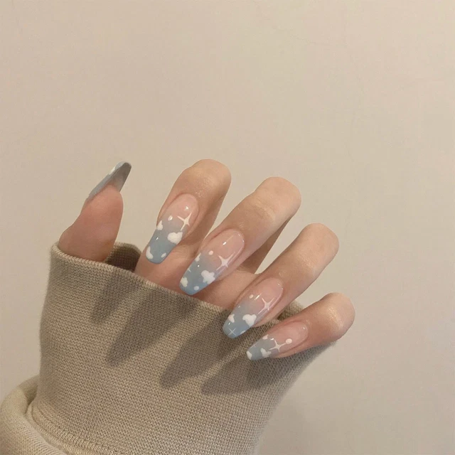 Mujeres Moda Cubierta Completa Ataúd Largo Uñas Falsas Uñas Falsas Portátiles Puntas de uñas