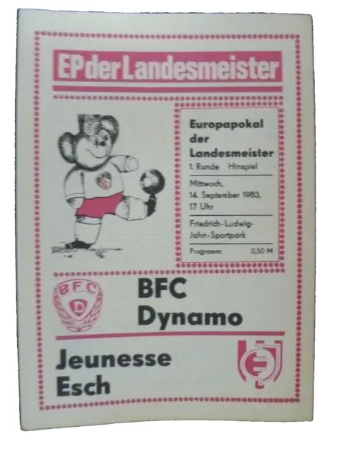 1983 European Cup  BFC Dynamo V Jeunesse Esch, 14 Sept