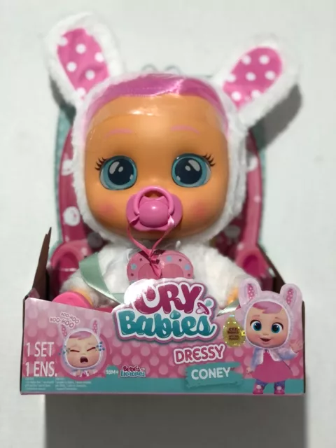 NEW Cry Babies Dressy Coney Interactive Baby Doll Pink Hair Bunny Themed Hoodie