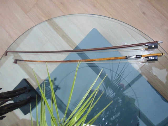 Two Violin Bows...One Golden Strad 3/4 and One Glasser 4/4  