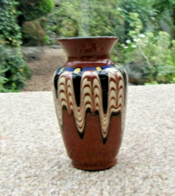 Small Brown 8 cm Tall Glazed Vintage Studio Pottery Vase