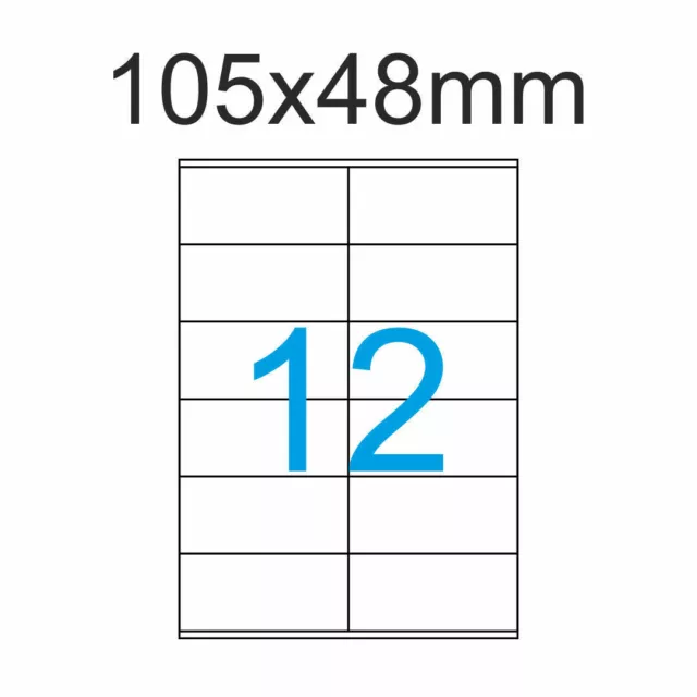 Universal Etiketten 105 x 48 mm auf DIN A4 Bogen Selbstklebend Aufkleber Weiß