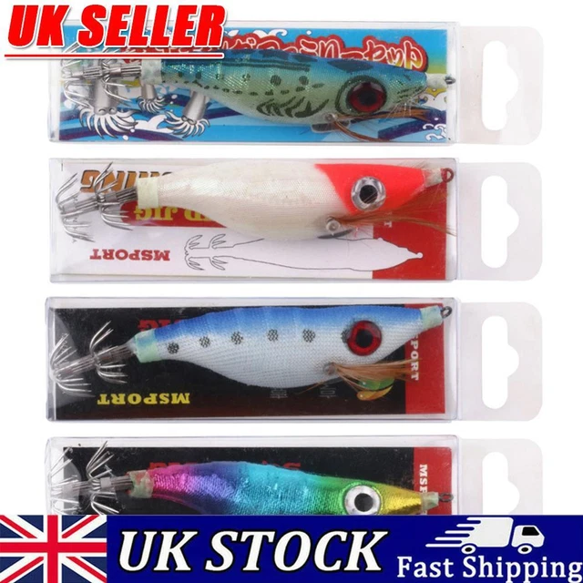 9g Luminous Squid Jigs Artificial Wood Shrimps Cuttlefish for Sea Fishing Hooks