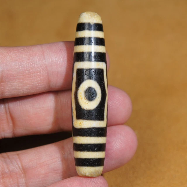 Ancient Tibetan DZI Beads Old Agate Lucky 3 Eye Totem Amulet Pendant GZI 58mm