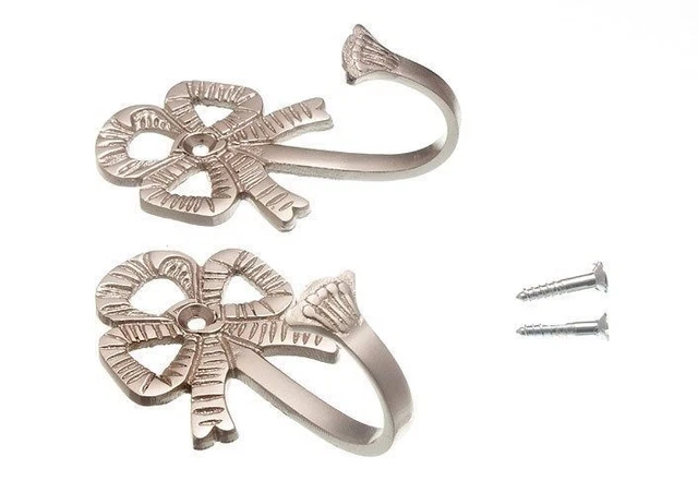 Pair Curtain Tie Backs Matt Bow 75Mm. Screws Included. 15B7
