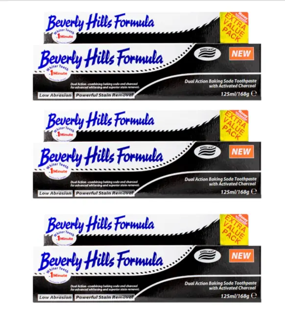 beverly hills formula charcoal toothpaste pack of 3  (125ml)