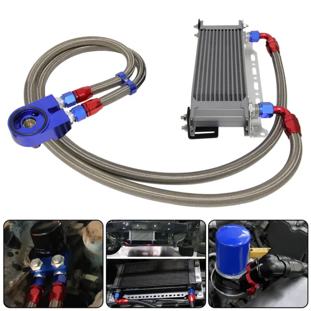 Universal 13 Row AN10 Ölkühler Kit Ölfilter Adapter + 2 STÜCK Schlauchleitungen