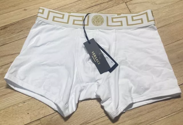 Versace men’s greca Medusa head long boxer briefs white - new with tags size 3 s
