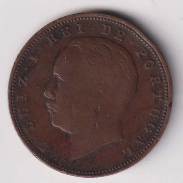 Portuguese 1884 Luiz I X Reis Copper Coin