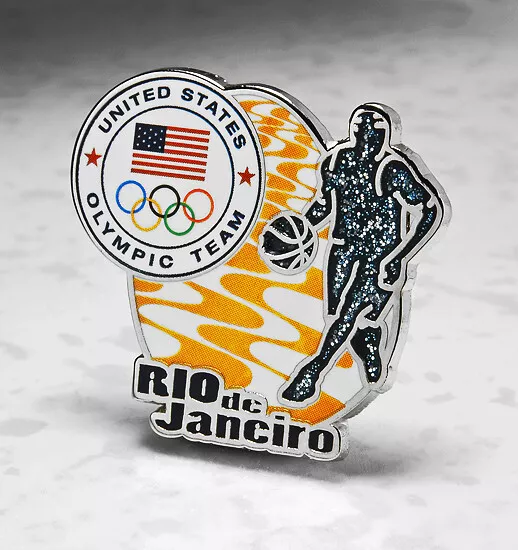 OLYMPIC PIN PINS 2016 Rio Paris 2024 Trader USOC Basketball glitter 5.