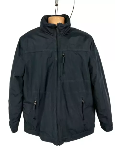 Mens F&F Navy Blue Padded Coat Jacket Casual Fleece Lined Zip Up Hooded Size Xl