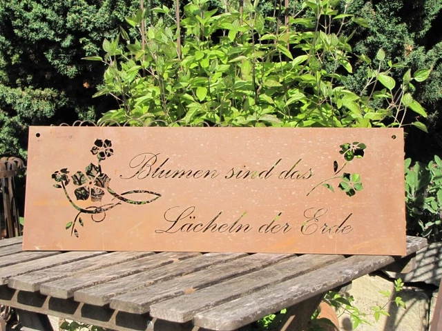 EDELROST GARTENSCHILD BLUME Spruchschild Wandtafel Metallschild