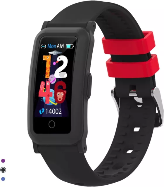 BingoFit Fitness Armbanduhr Kinder Fitness Tracker Smartwatch Schwarz/Rot GUT