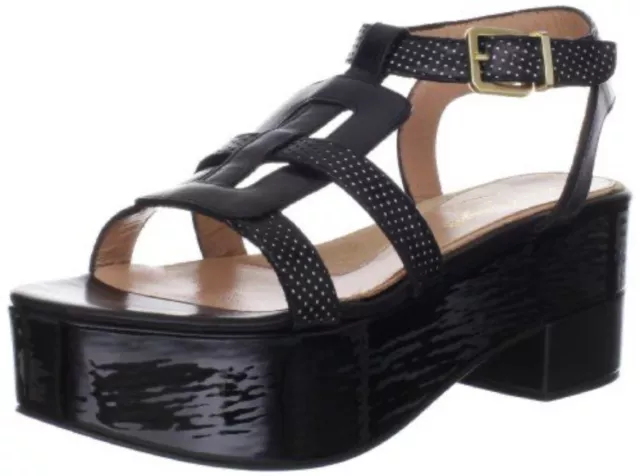 NIB Robert Clergerie Esling Platform Black Ankle Strap Sandals Women Sz EU38 US8