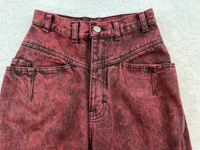 Vintage Gitano Jeans Juniors 7/8 Red Acid Wash High Waist Tapered Leg 80s 90s