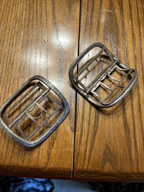 Rev War 18th Century Forged Iron And Pewter Fronts Shoe Buckles Matching Pair