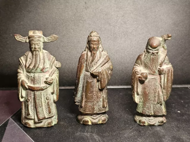 Three Heavy Bronze Antique 19th Century Chinese Immortals