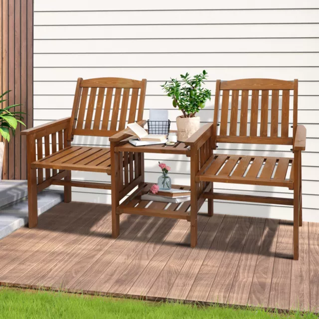 Livsip Wooden Garden Bench Chair Table Outdoor Seat Loveseat Patio Furniture