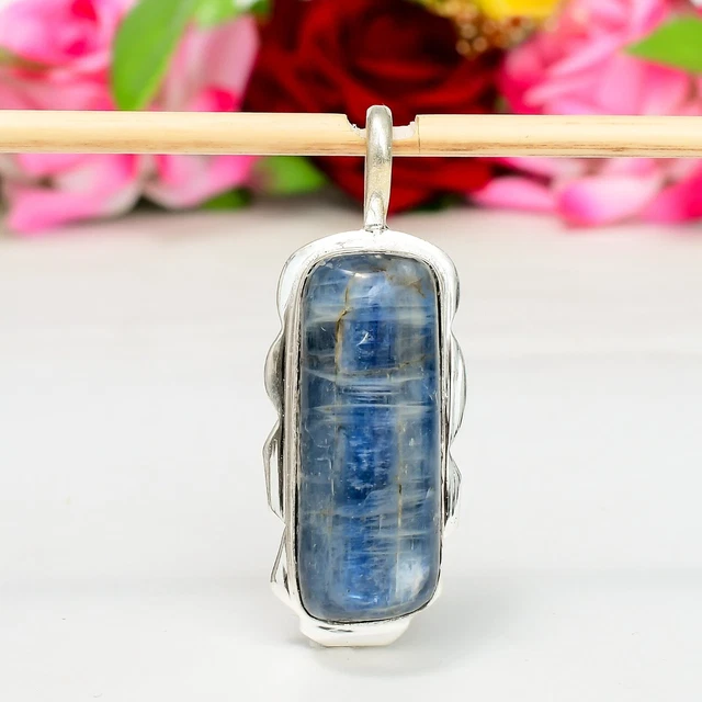 Natural Kyanite Gemstone 925 Sterling Silver Handmade Pendant Jewelry Gift