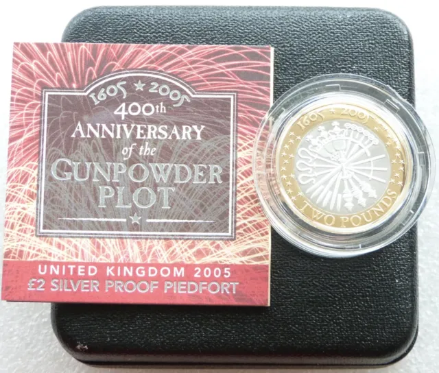 2005 Royal Mint Gunpowder Plot Piedfort £2 Two Pound Silver Proof Coin Box Coa