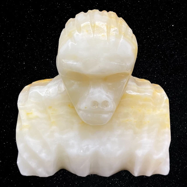 Hand Carved Stone Marble Gorilla Monkey Sculpture Figure Paperweight 3”T 3”W