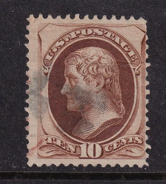 1873 Jefferson 10c brown Sc 161 used single, light cancel (K4