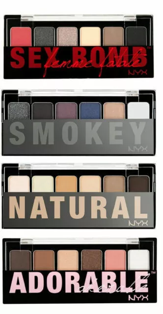 NYX Eyeshadow 6 Shade Palette - Natural, Smokey, Adorable, Sex Bomb - You Choose