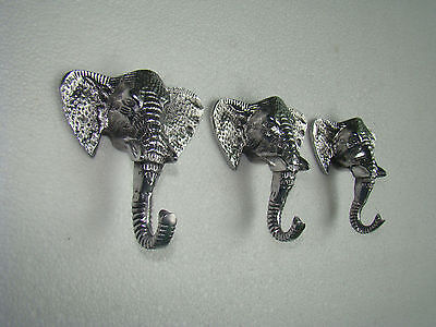 Metal Elephant Trunk Coat Hook Set of 3 Pieces Figurene Hooks *