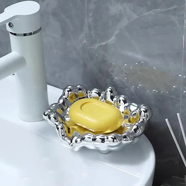 Lot De 2 Porte-savon Souriant Avec Drainage - Bleu Et Gris, Plastique PP, Pour Salle De Bain Et Cuisine