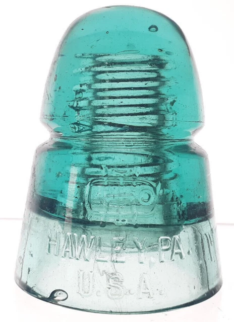 CD 145 Aqua HAWLEY PA USA Antique Glass Telegraph Insulator BEEHIVE G9