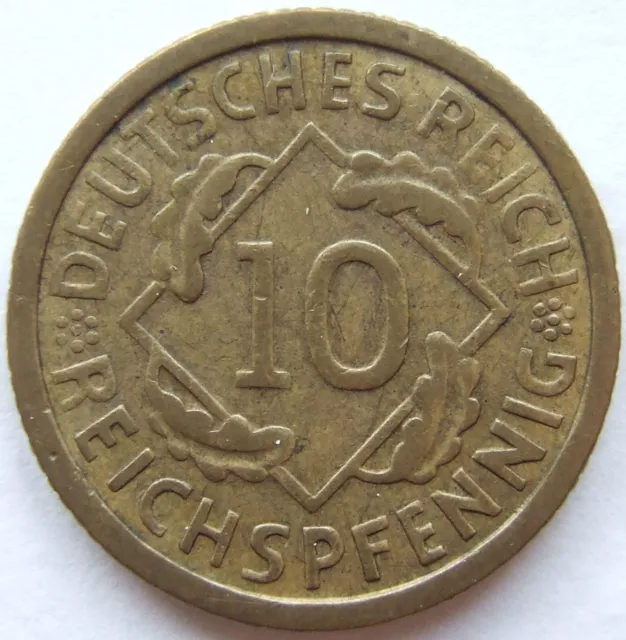 Coin German Reich Weimar Republic 10 Reichspfennig 1931 G IN Very fine