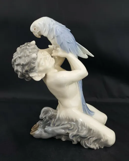 Royal Copenhagen Figurine 752 Faun Holding a Parrot