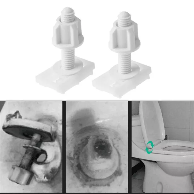 2 x Toiletten-Sitzscharniere - Komplett-Kit mit Bolzen und Schrauben in Weiß