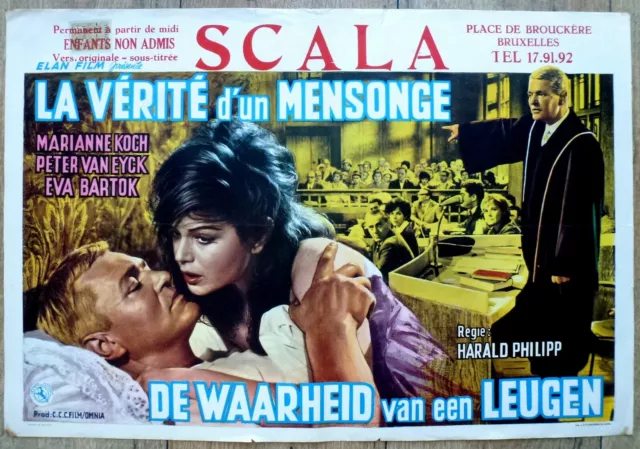 belgian poster proces LA VERITE D'UN MENSONGE, PETER VAN EYCK, MARIANNE KOCH