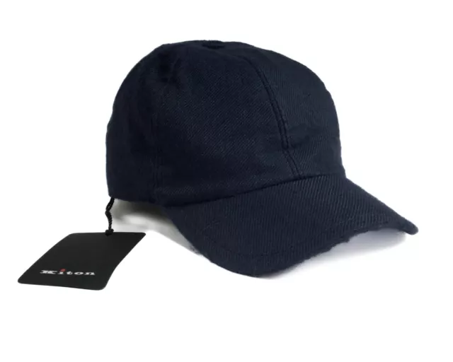 Kiton Napoli $650 NWT Solid Blue Cashmere Baseball Cap Hat Universal Size
