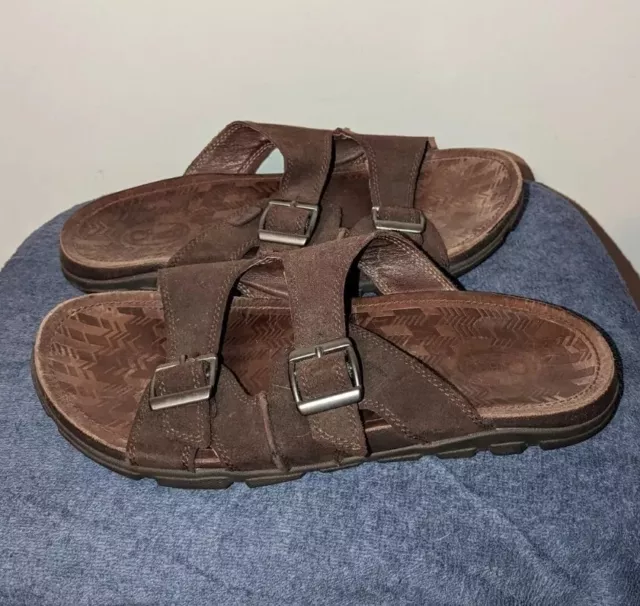 CHACO SANDALS MENS Size 11 Java Brown Strappy Suede Leather Slip On $22 ...