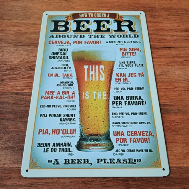 How to order a beer around the world Metal plaque Tin sign bar pub café man cave 2