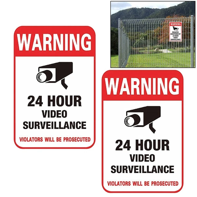 Surveillance Signe Autocollants 15 10cm 2 Pièce 24-Stunden Dans Gratuit