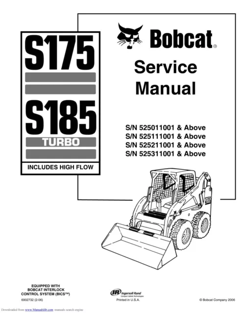 Bobcat S 175,S 185 Tur- Service Manual - Repair Manual On Paper Printed